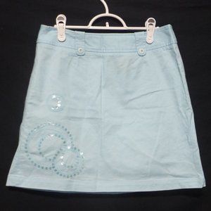 E & YOU, size 4, sequin design denim skirt, zip back, GUC